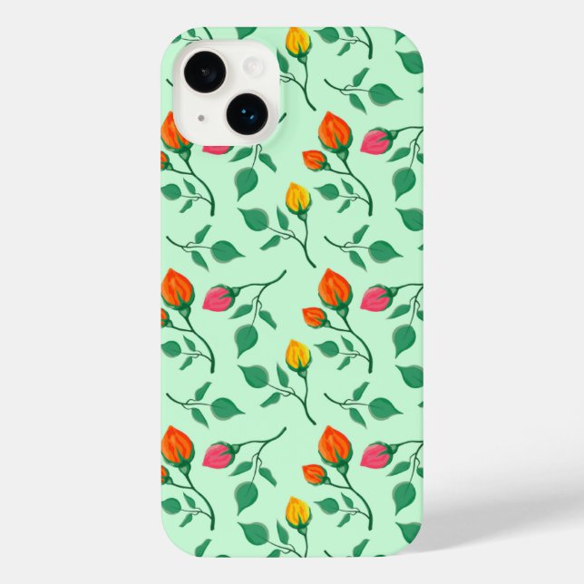 Floral pattern with coloured rose flowers  iPhone case (Back)