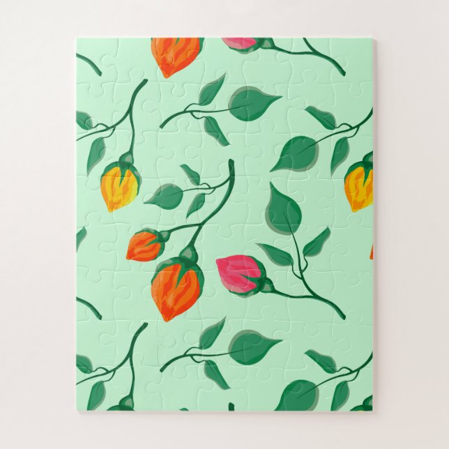 Floral pattern with coloured rose flowers   jigsaw puzzle (Vertical)