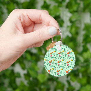 Floral pattern with coloured rose flowers  key ring