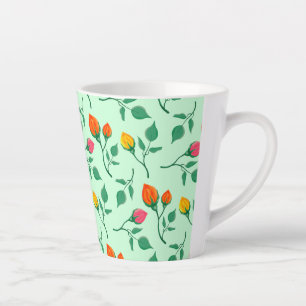 Floral pattern with coloured rose flowers  latte mug