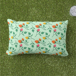 Floral pattern with coloured rose flowers lumbar cushion