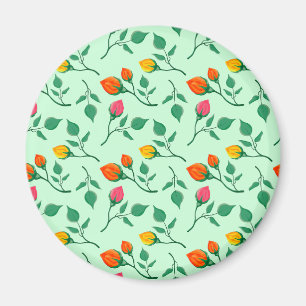 Floral pattern with coloured rose flowers magnet