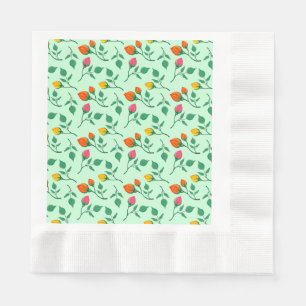 Floral pattern with coloured rose flowers napkin