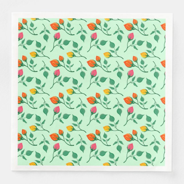 Floral pattern with coloured rose flowers  napkin (Front)