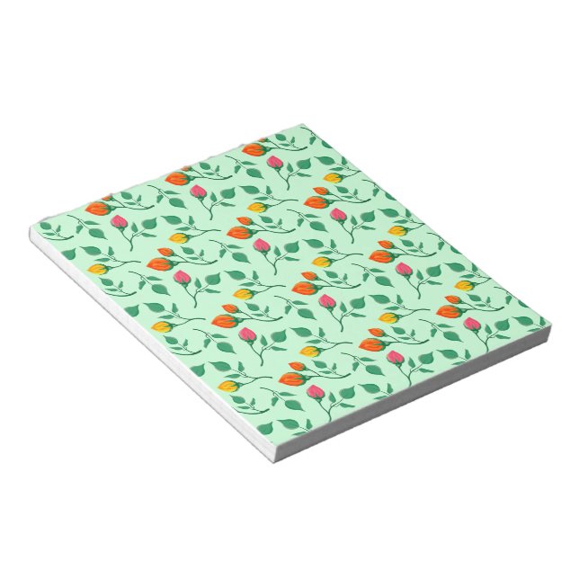 Floral pattern with coloured rose flowers  notepad (Angled)