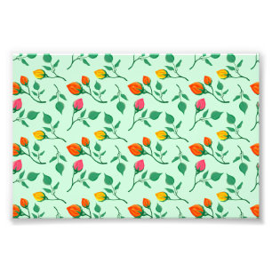 Floral pattern with coloured rose flowers  photo print