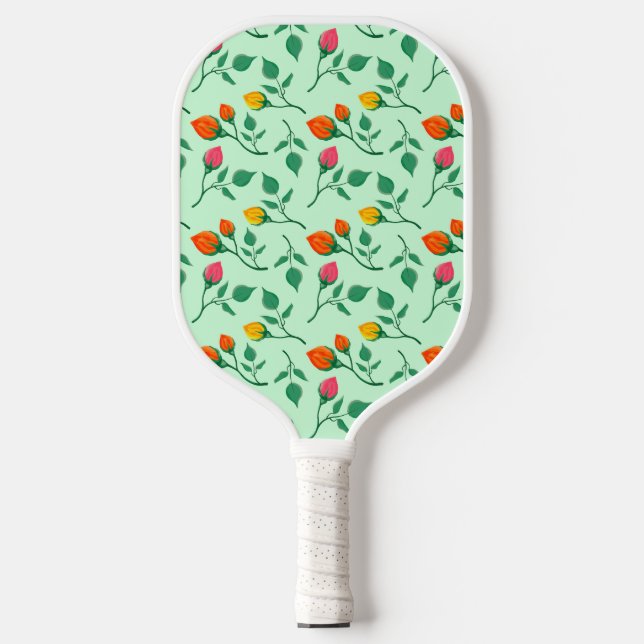 Floral pattern with coloured rose flowers  pickleball paddle (Front)