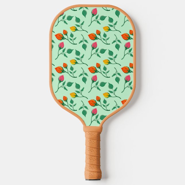 Floral pattern with coloured rose flowers  pickleball paddle (Front)
