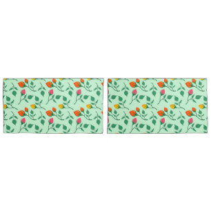 Floral pattern with coloured rose flowers pillowcase