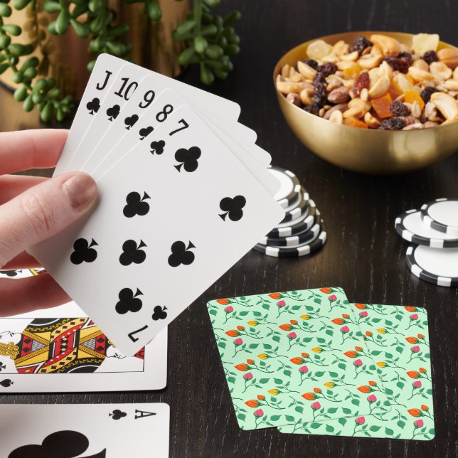 Floral pattern with coloured rose flowers   playing cards (In Situ)