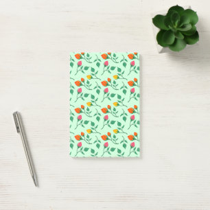 Floral pattern with coloured rose flowers post-it notes