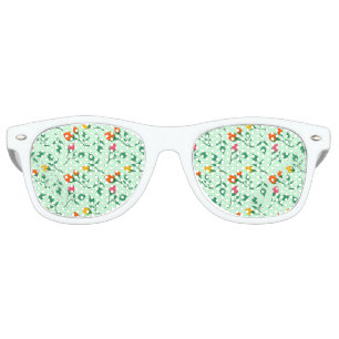 Floral pattern with coloured rose flowers retro sunglasses