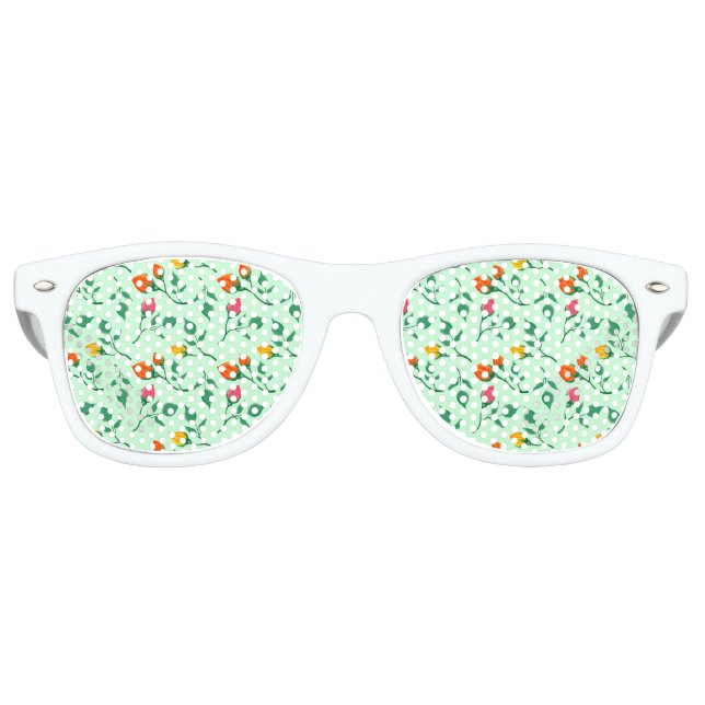 Floral pattern with coloured rose flowers  retro sunglasses (Front)