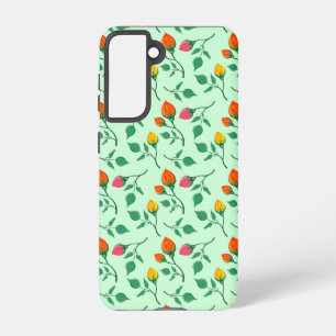 Floral pattern with coloured rose flowers samsung galaxy case