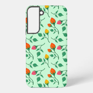 Floral pattern with coloured rose flowers  samsung galaxy case
