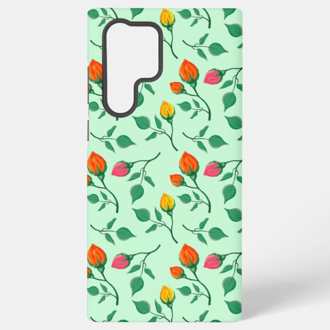 Floral pattern with coloured rose flowers  samsung galaxy s22 ultra case (Back)