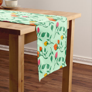 Floral pattern with coloured rose flowers  short table runner