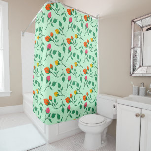 Floral pattern with coloured rose flowers  shower curtain