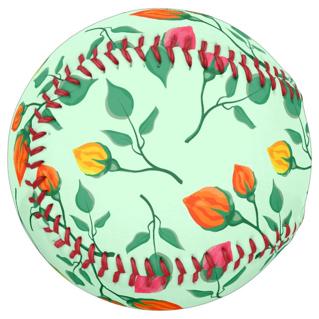 Floral pattern with coloured rose flowers  softball (Front Left)