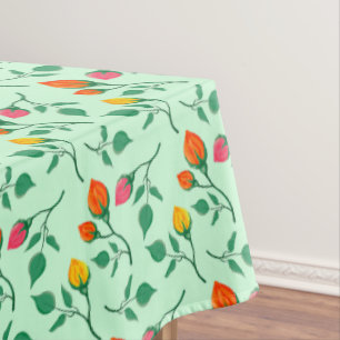 Floral pattern with coloured rose flowers  tablecloth