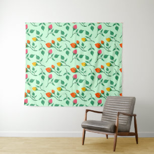Floral pattern with coloured rose flowers  tapestry