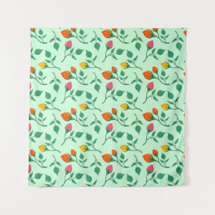 Floral pattern with coloured rose flowers  tapestry