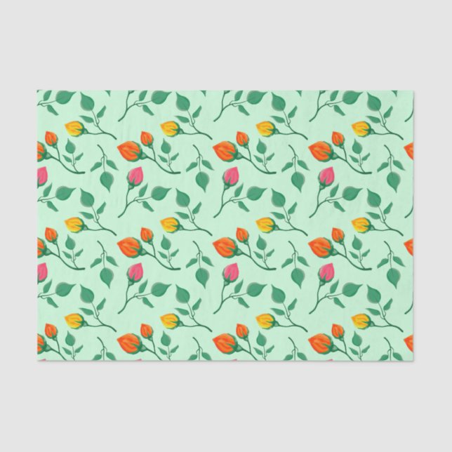 Floral pattern with coloured rose flowers  tissue paper (Front)