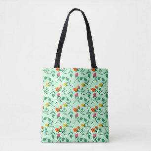 Floral pattern with coloured rose flowers tote bag