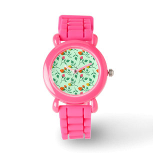 Floral pattern with coloured rose flowers  watch