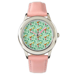 Floral pattern with coloured rose flowers watch