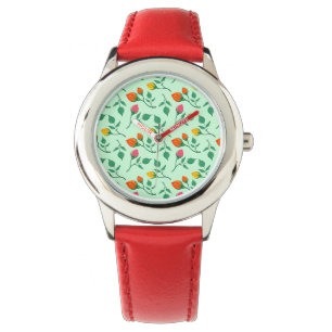 Floral pattern with coloured rose flowers  watch