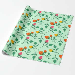 Floral pattern with coloured rose flowers  wrapping paper