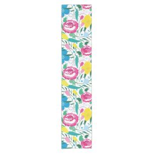 Floral pattern with colourful bouquet. short table runner
