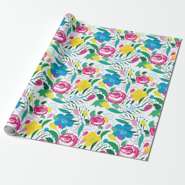 Floral pattern with colourful bouquet. wrapping paper (Unrolled)