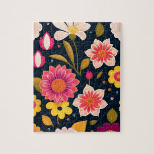 Floral Pattern With Colourful Flowers Jigsaw Puzzle