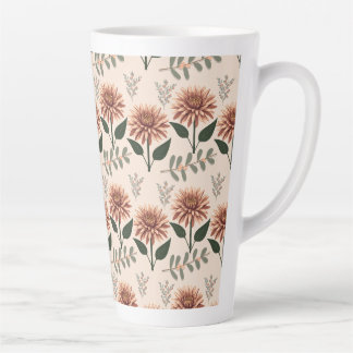 floral pattern with dahlien latte mug