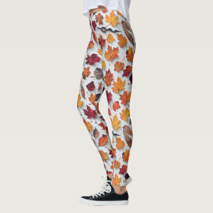  Floral pattern with fallen leaves 4 - Leggings
