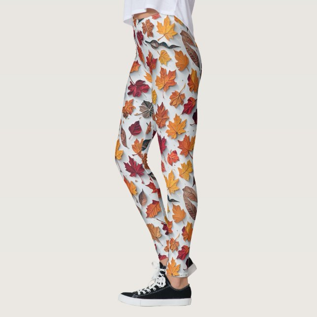  Floral pattern with fallen leaves 4 - Leggings (Left)