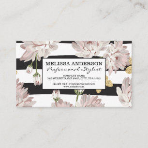Floral pattern with glittering butterflies business card