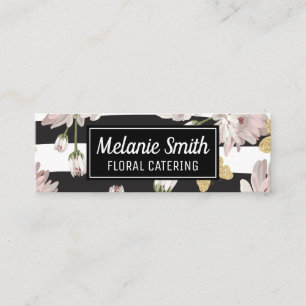 Floral pattern with glittering butterflies mini business card
