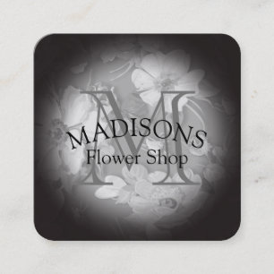 Floral Pattern with Monogram Square Business Card
