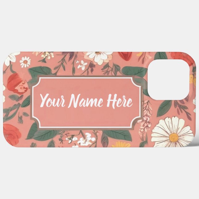 Floral Pattern With Name Case-Mate iPhone Case (Back (Horizontal))
