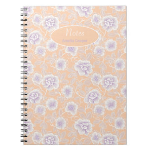 Floral Pattern with Peach and Lavender Colors Notebook