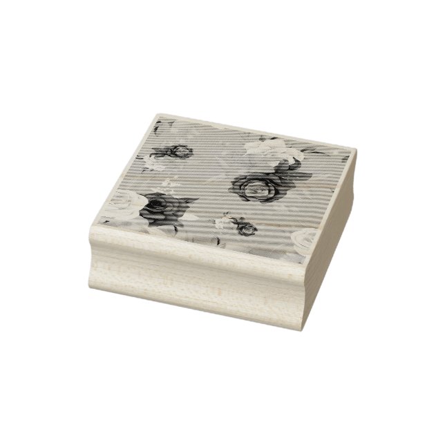 Floral pattern with pink red and purple roses rubber stamp (Stamp)
