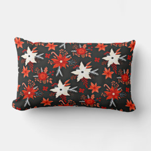 Floral Pattern with Red White Flowers-11438 Lumbar Cushion