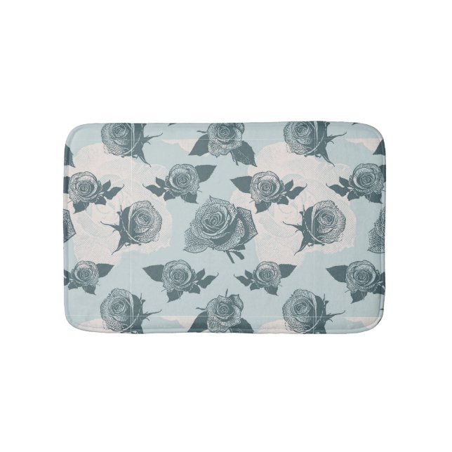 Floral pattern with rose bath mat (Front)