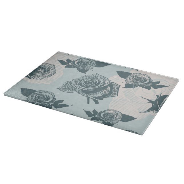 Floral pattern with rose cutting board (Corner)