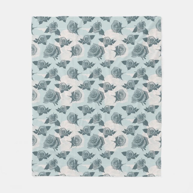 Floral pattern with rose fleece blanket (Front)