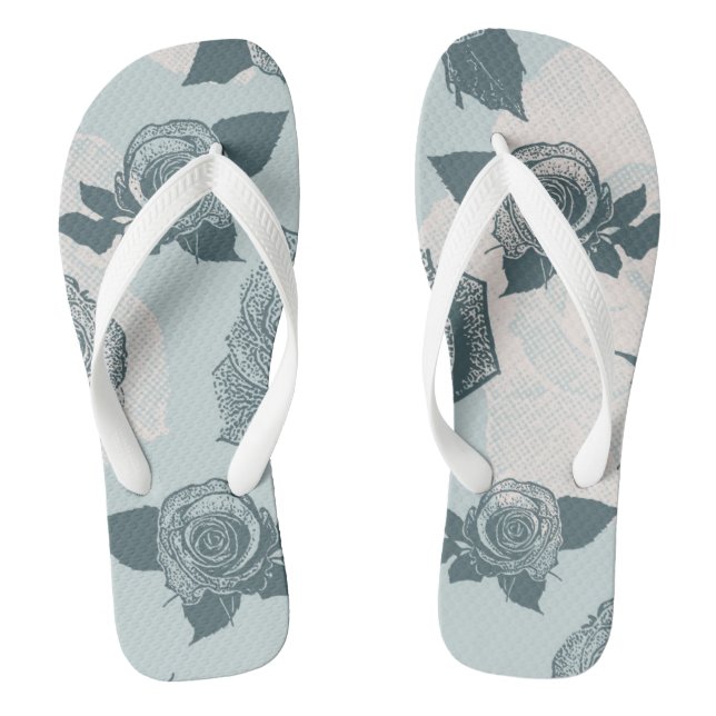Floral pattern with rose jandals (Footbed)