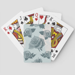 Floral pattern with rose playing cards